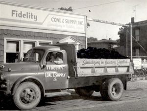 Coal truck in front of the old office